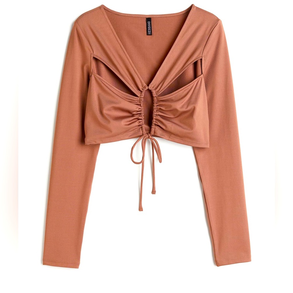 H&M brown cutout crop top